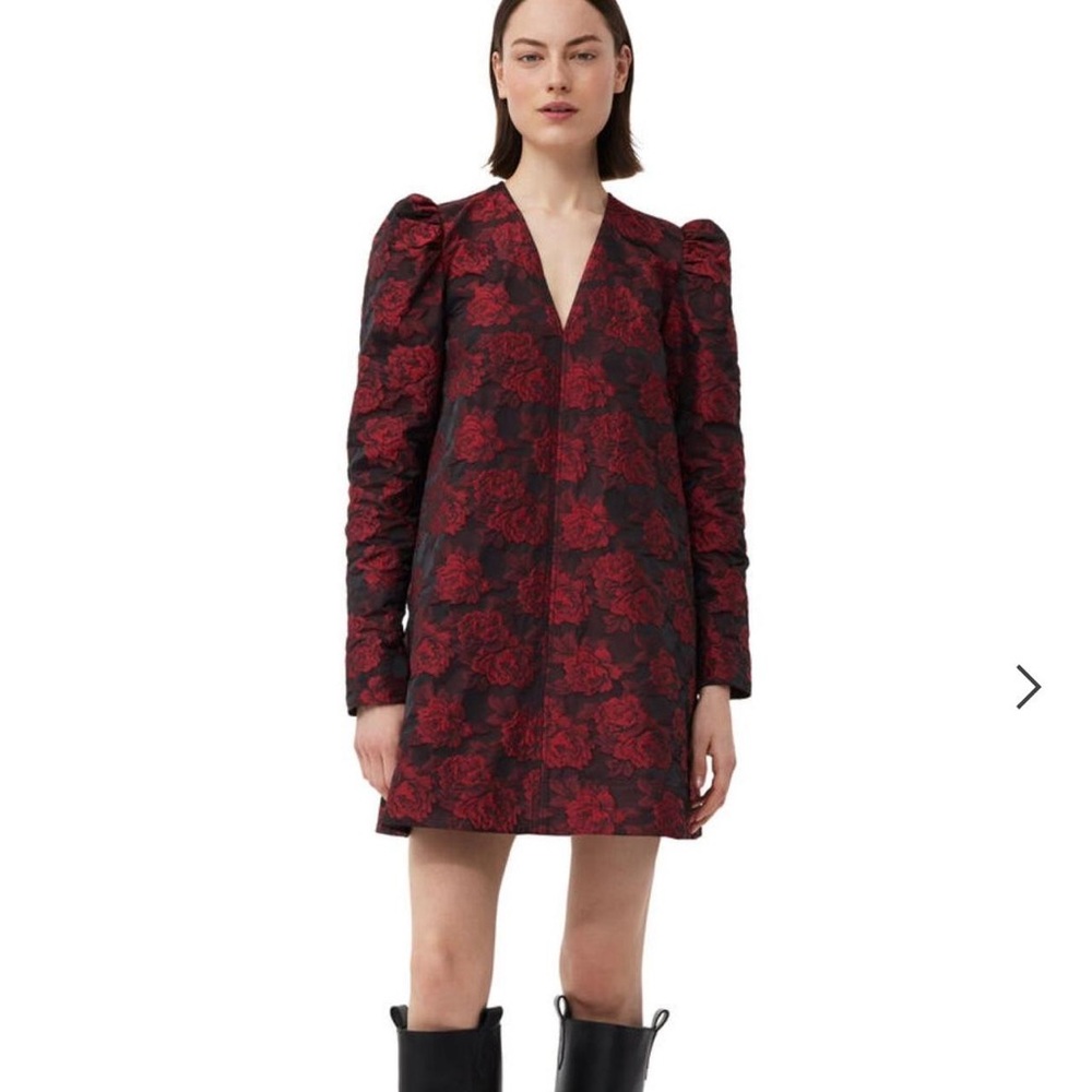 NWT Ganni Botanical Red Jacquard Dress